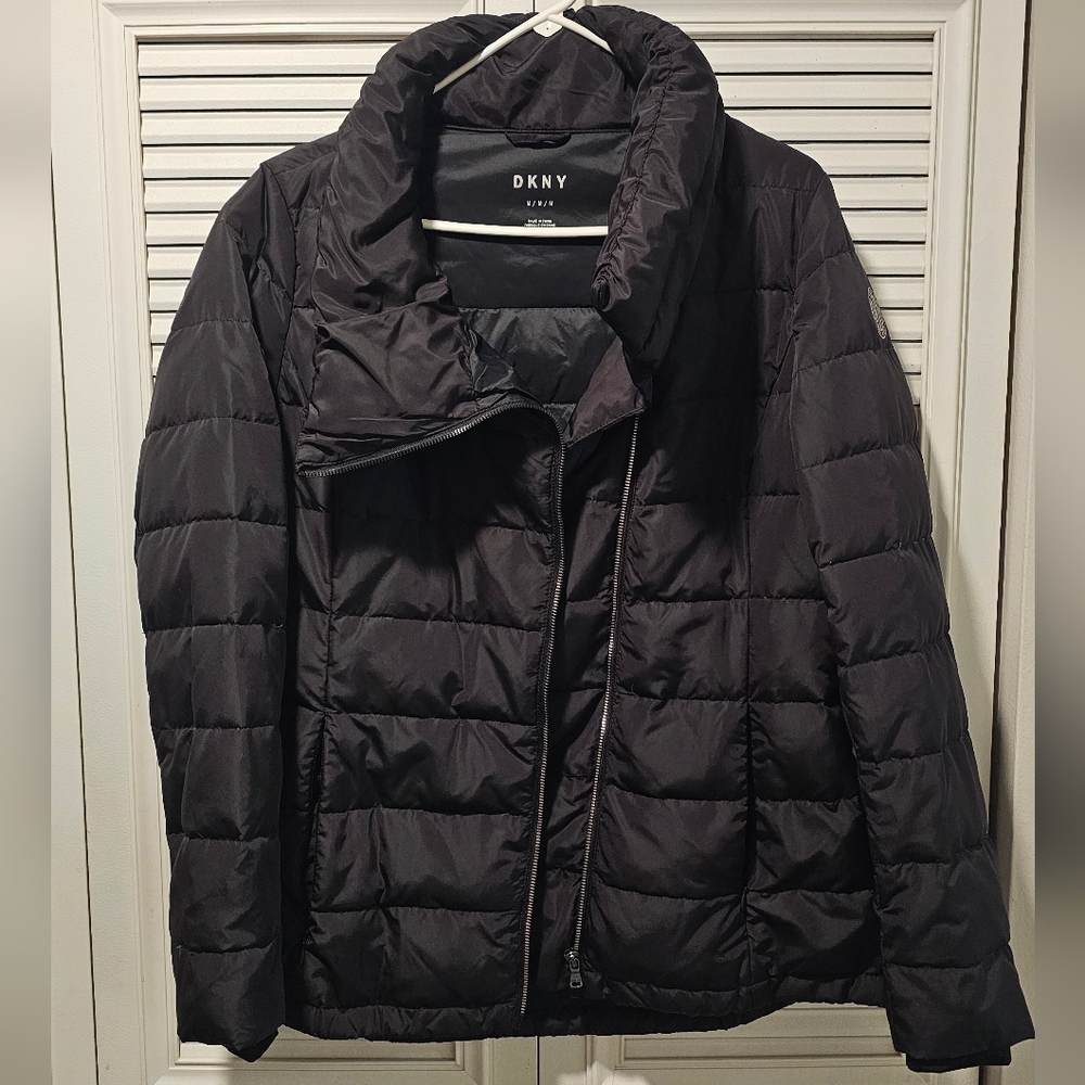 DKNY Charcoal Puffer Jacket for Women